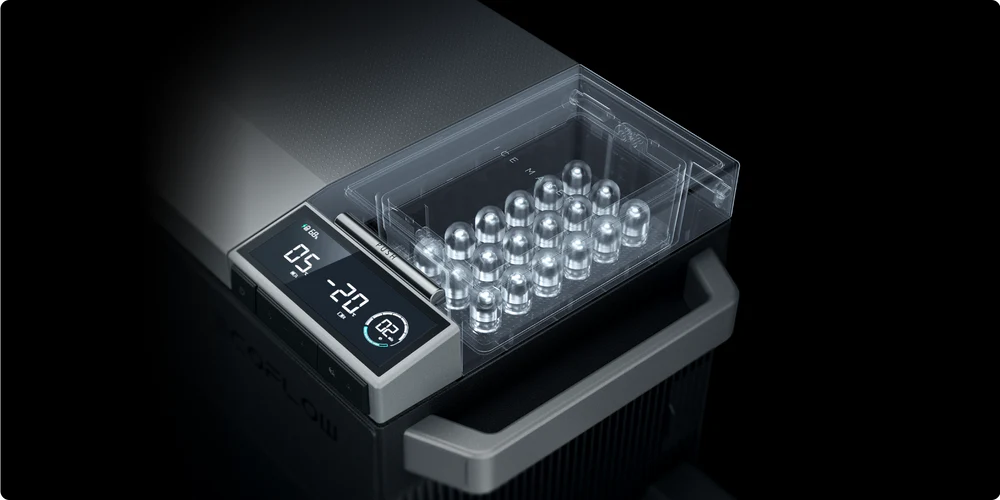 GLACIER con compresor de 120 W produciendo hielo rápidamente