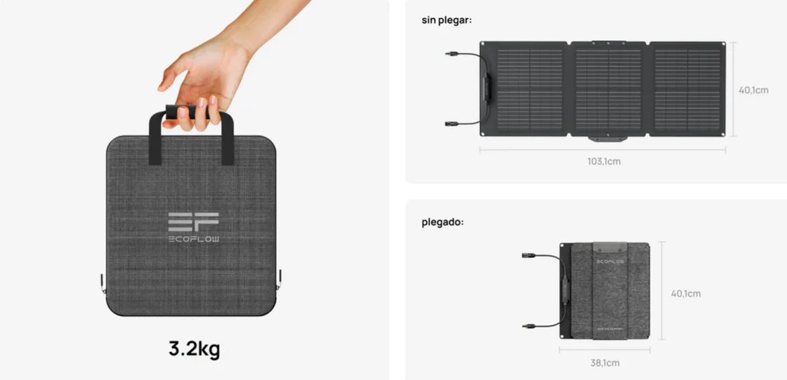 Panel solar EcoFlow 60W plegable y compacto