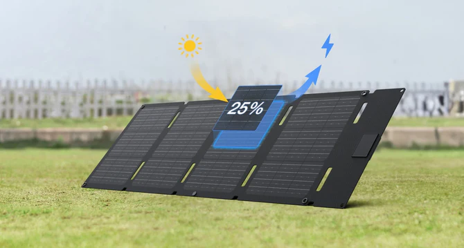Panel solar EcoFlow con alta eficiencia.