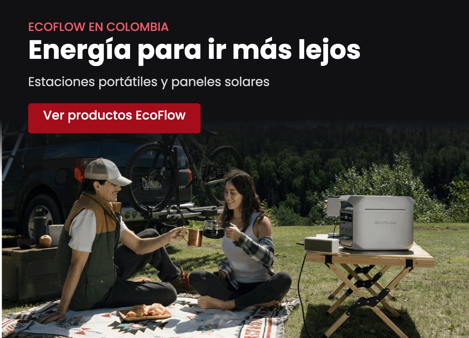 Energía portátil EcoFlow para viajes, finca y cortes de luz