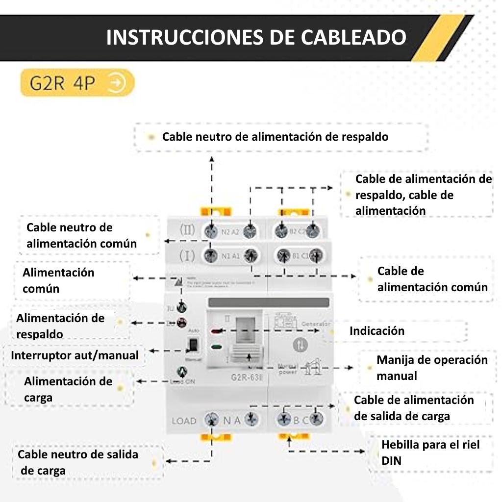 Switch de Transferencia Automático 220V ATS 4P 63A Automático/Manual
