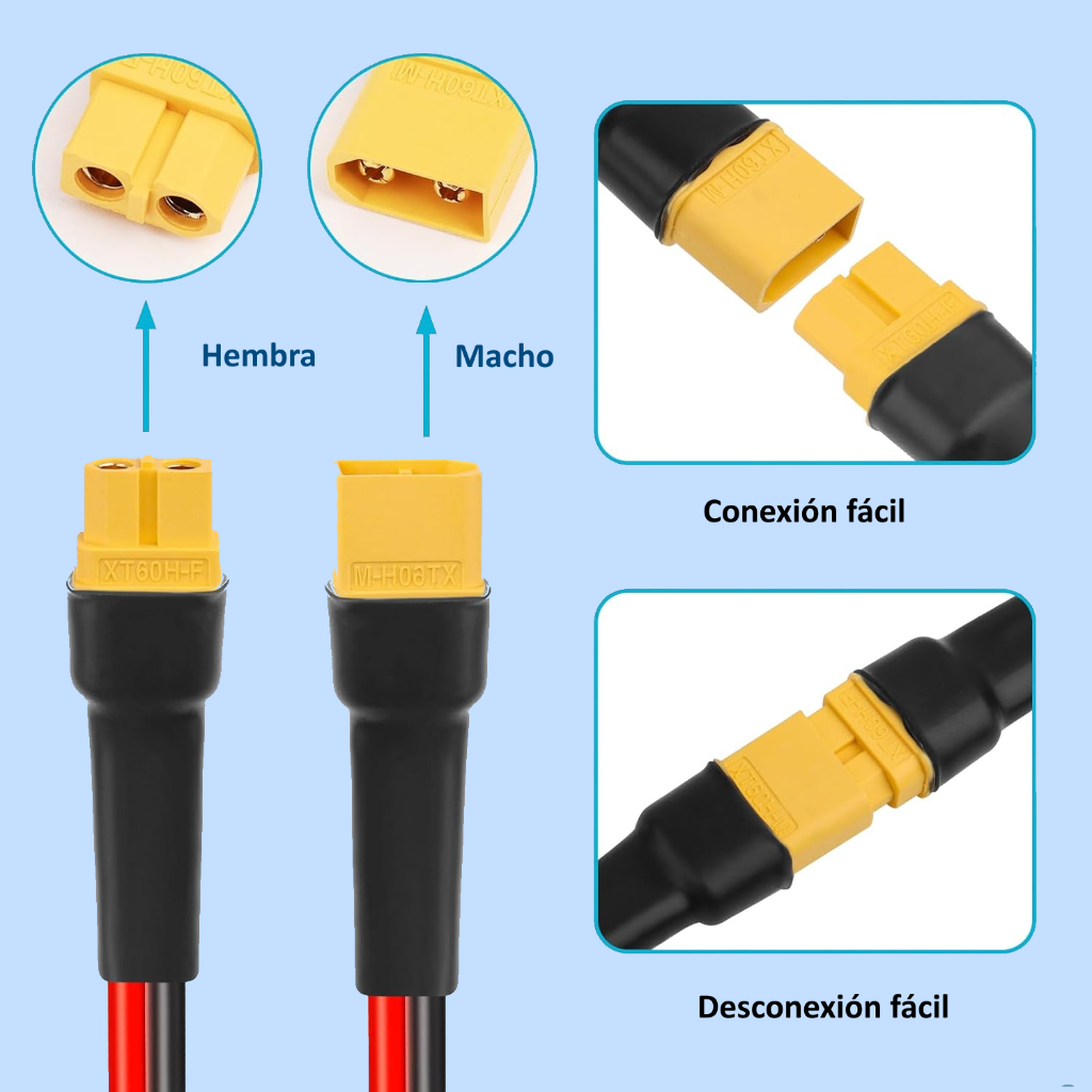 Cable Extensión de Panel Solar EcoFlow XT60 a XT60 10 Mts