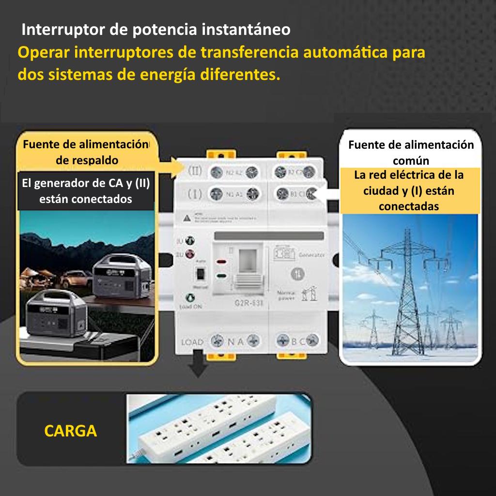 Switch de Transferencia Automático 220V ATS 4P 63A Automático/Manual