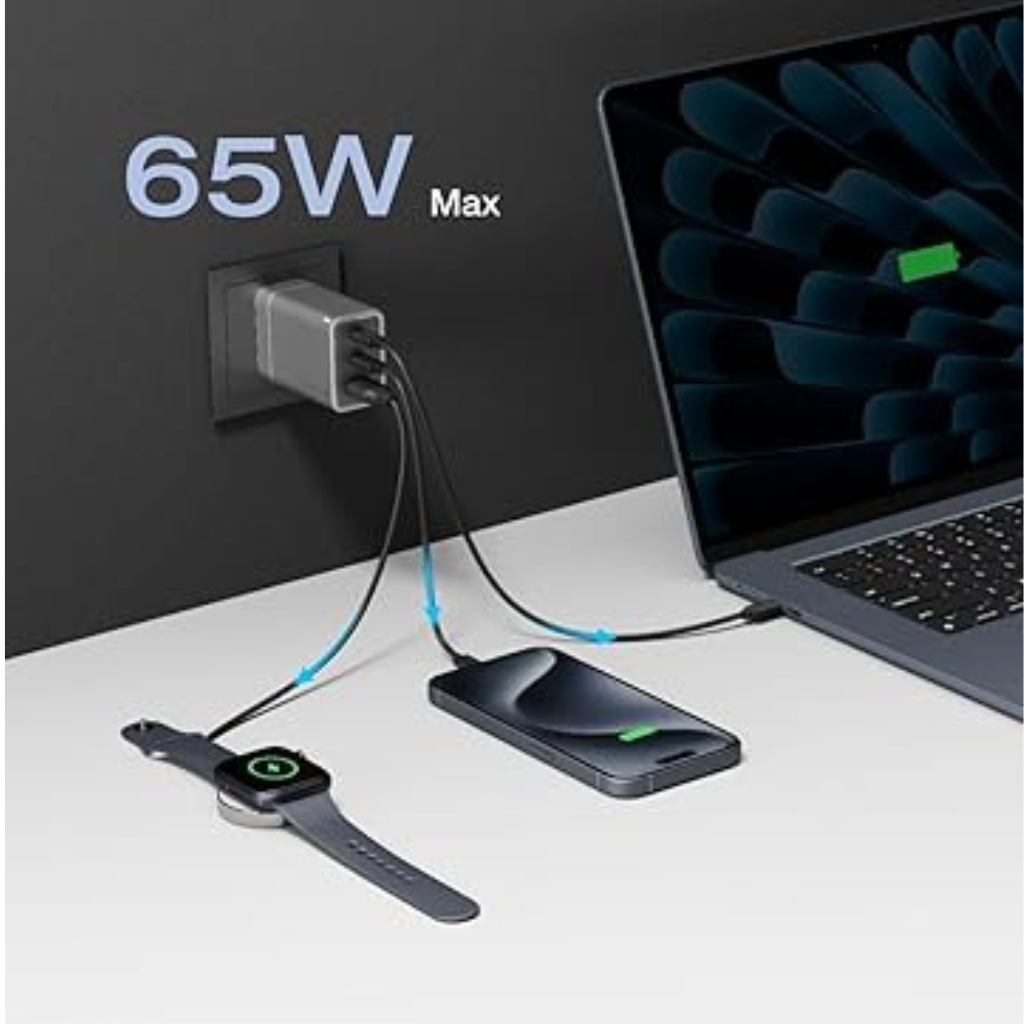 Cargador GaN EcoFlow Carga Rápida 65 W USB-C / USB-A